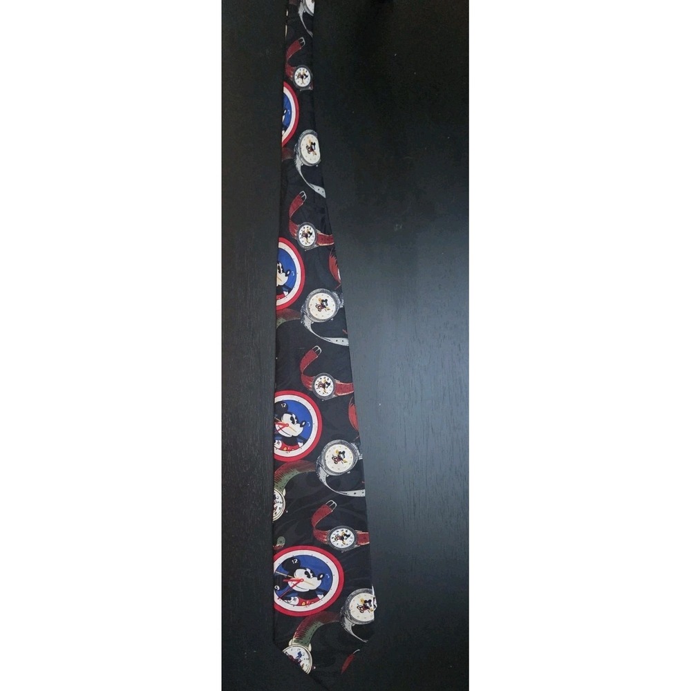 Balancine Tie Works Disney Silk Neck Tie Mickey Mouse‎ Clocks Watches